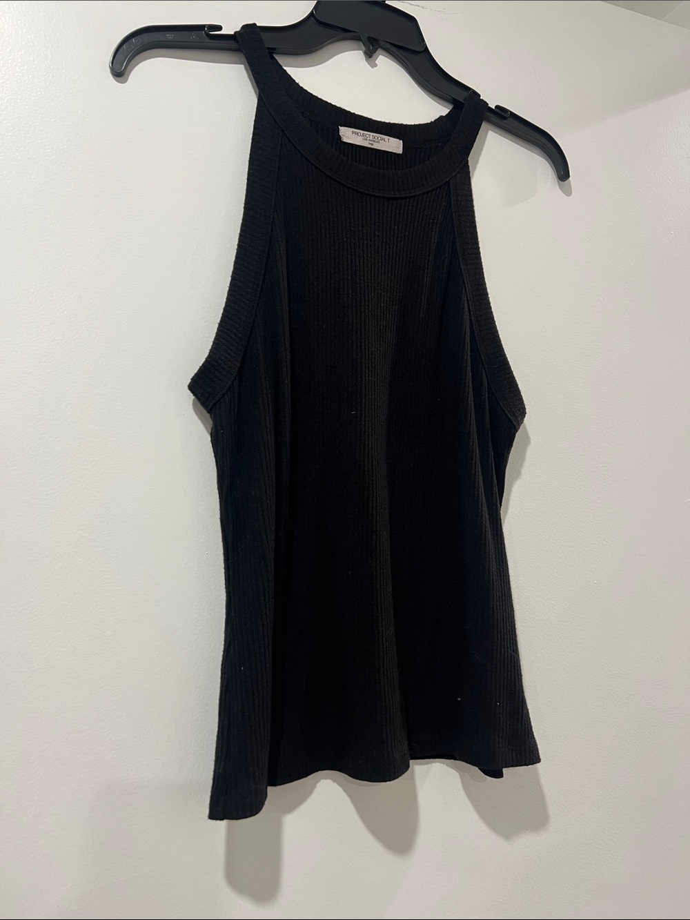 Project Social T Black Ribbed High-Neck Tank